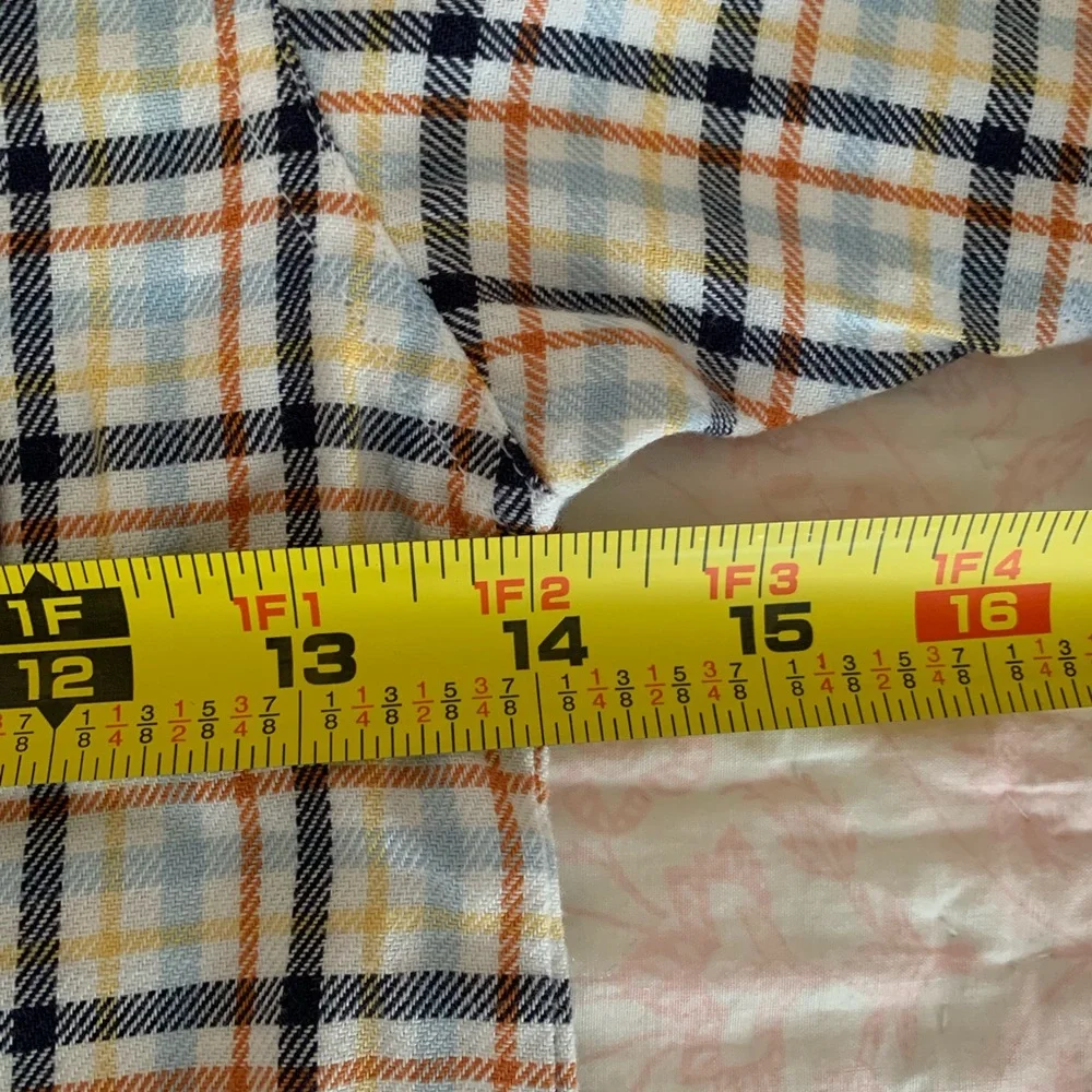 Vintage Gymboree Button Down Shirt Boys 3 White Blue Orange Plaid Short Sleeves